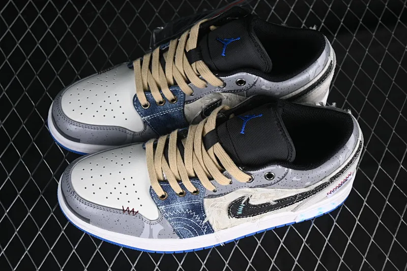 All Categories Air Jordan Jordan Series Basketball Shoes Air Jordan 1 Low Air Jordan 1 Low AJ1 Joe 1 Panda Prank Wave Fisherman Overfishing Blue Brown Gray Low-top Retro Basketball Shoes 553558-140